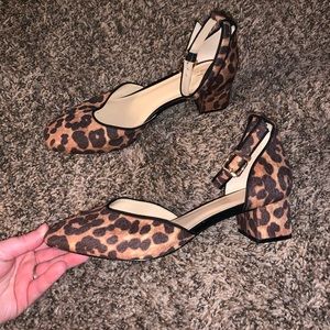 Cabi Leopard Print Kitten Ankle Strap Size 8